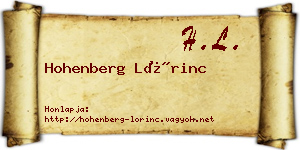 Hohenberg Lőrinc névjegykártya